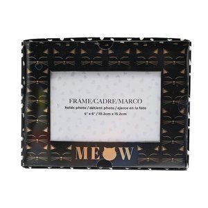 NEW MEOW Photo Frame Lady Jayne Ltd. Black Gold Cat Faces Whiskers 4 x 6